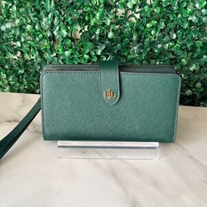 Ralph Lauren Wristlet Wallet Clutch Green NWT